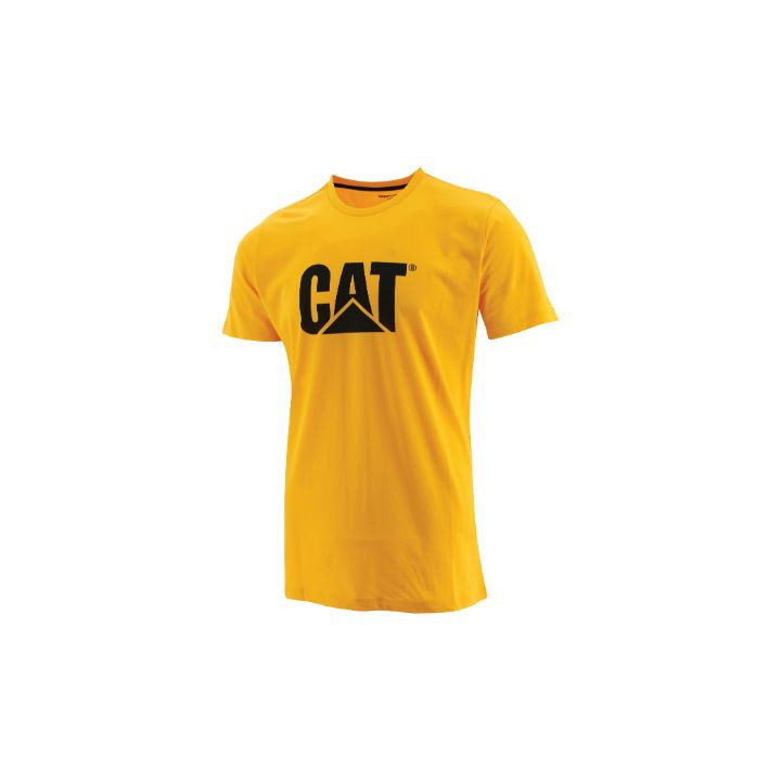 Caterpillar Cat Logo Slim Fit T-shirts Heren Geel Belgie | BIDNG-7096