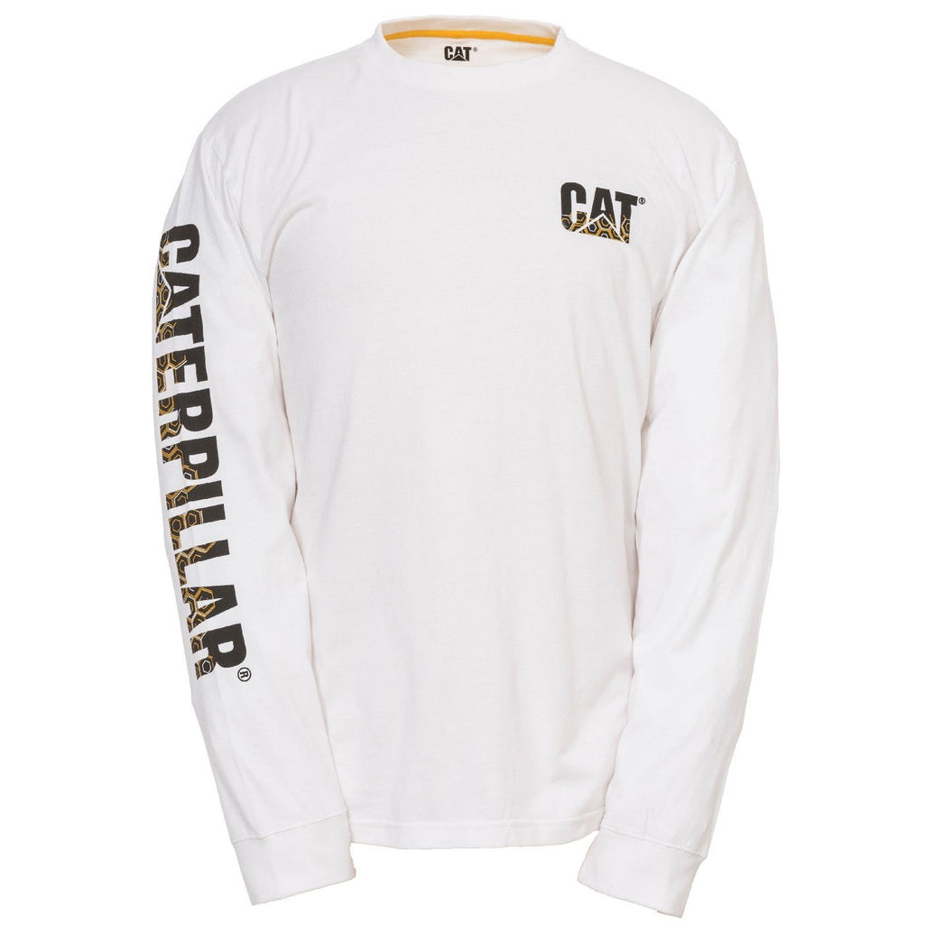 Caterpillar Custom Banner White T-shirts Heren Wit Belgie | ADIME-0796