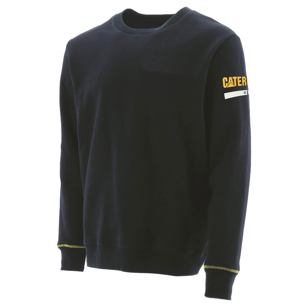 Caterpillar Essentials Crew Neck Trui Sweatshirts Heren Zwart Belgie | YXASE-4621