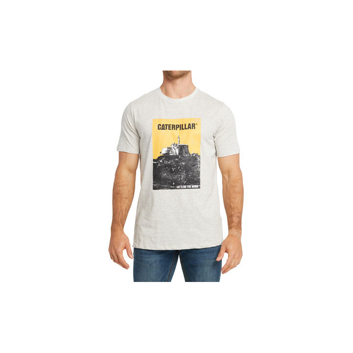 Caterpillar Grunge Tractor T-shirts Heren Wit Belgie | IMSRU-2180