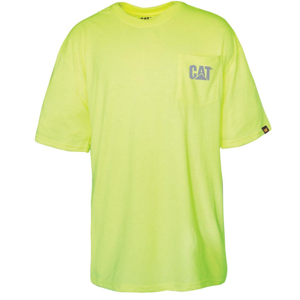 Caterpillar Hi-vis Trademark Pocket T-Shirts Heren Geel Belgie | ZXHBR-2906