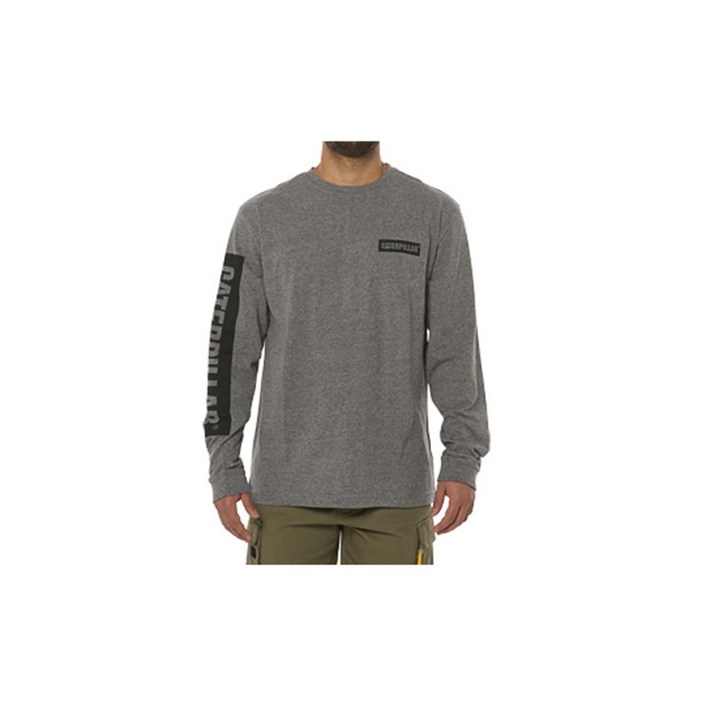 Caterpillar Icon Block Long Sleeve T-Shirts Heren Donkergrijs Belgie | RDELQ-3924