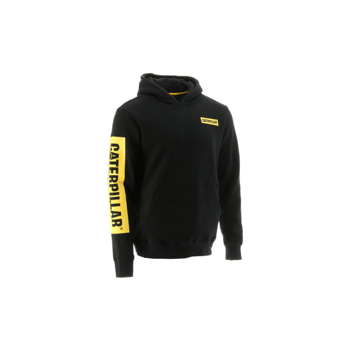 Caterpillar Icon Block Met Capuchon Sweatshirts Heren Zwart Geel Belgie | DVRMG-5296