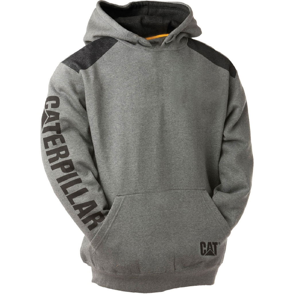 Caterpillar Logo Panel Met Capuchon Heather Sweatshirts Heren Donkergrijs Belgie | ZANHI-5812