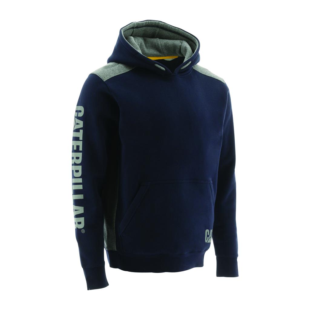 Caterpillar Logo Panel Met Capuchon Sweatshirt Sweatshirts Heren Donkerblauw Belgie | EWCAX-8396