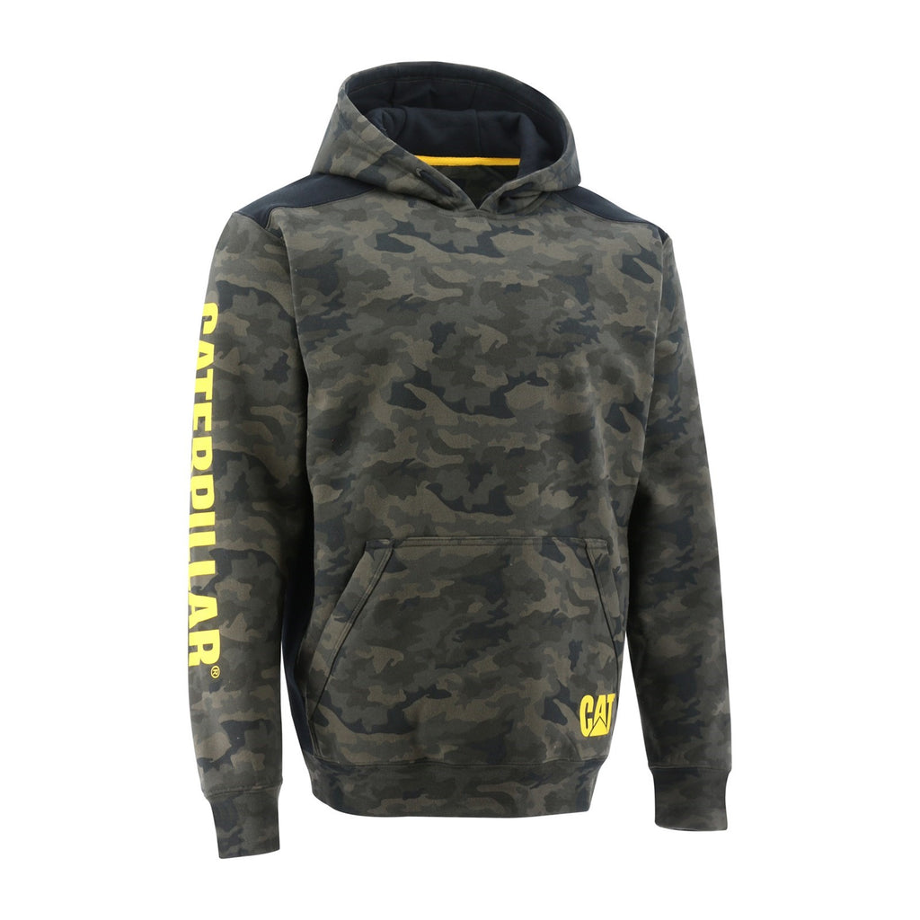 Caterpillar Logo Panel Met Capuchon Sweatshirts Heren Camo Belgie | JSQDV-3840