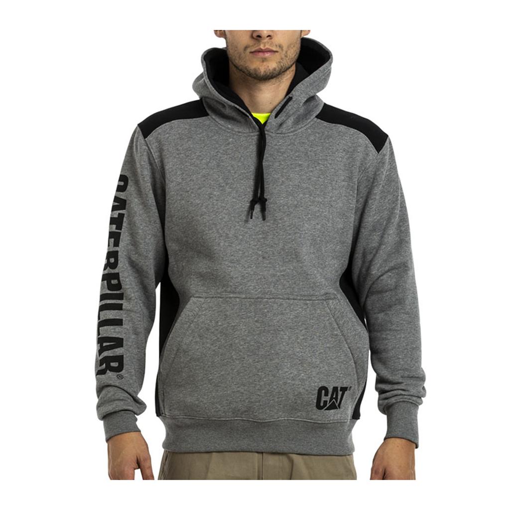 Caterpillar Logo Panel Met Capuchon Sweat Sweatshirts Heren Donkergrijs Belgie | QNIXO-3249