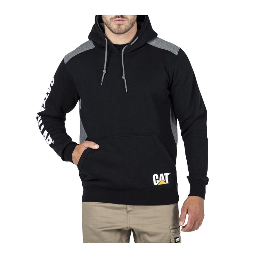 Caterpillar Logo Panel Met Capuchon Sweat Sweatshirts Heren Zwart Belgie | WFNHB-7026