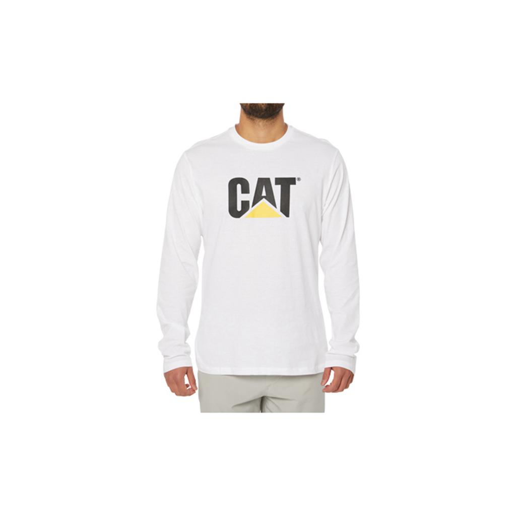 Caterpillar Original Fit Ls Logo T-Shirts Heren Wit Belgie | RLPXG-4689