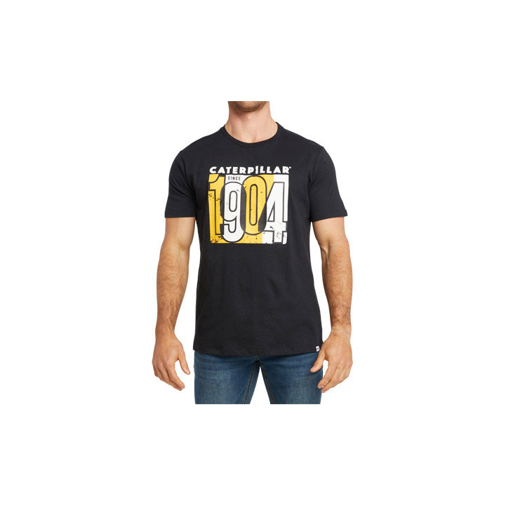 Caterpillar Overlap T-shirts Heren Zwart Belgie | HJXBY-6123