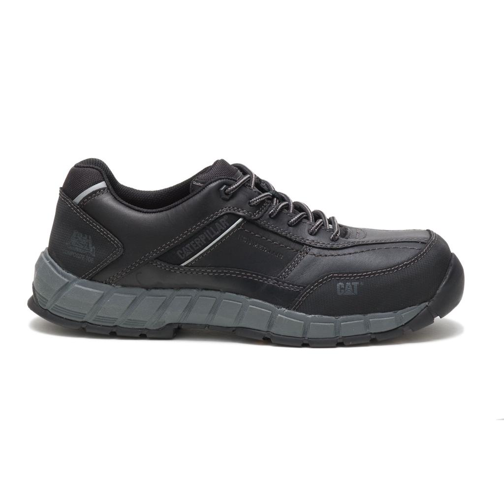 Caterpillar Streamline Leren Composite Neus Sneakers Heren Zwart Belgie | YVNOS-5764