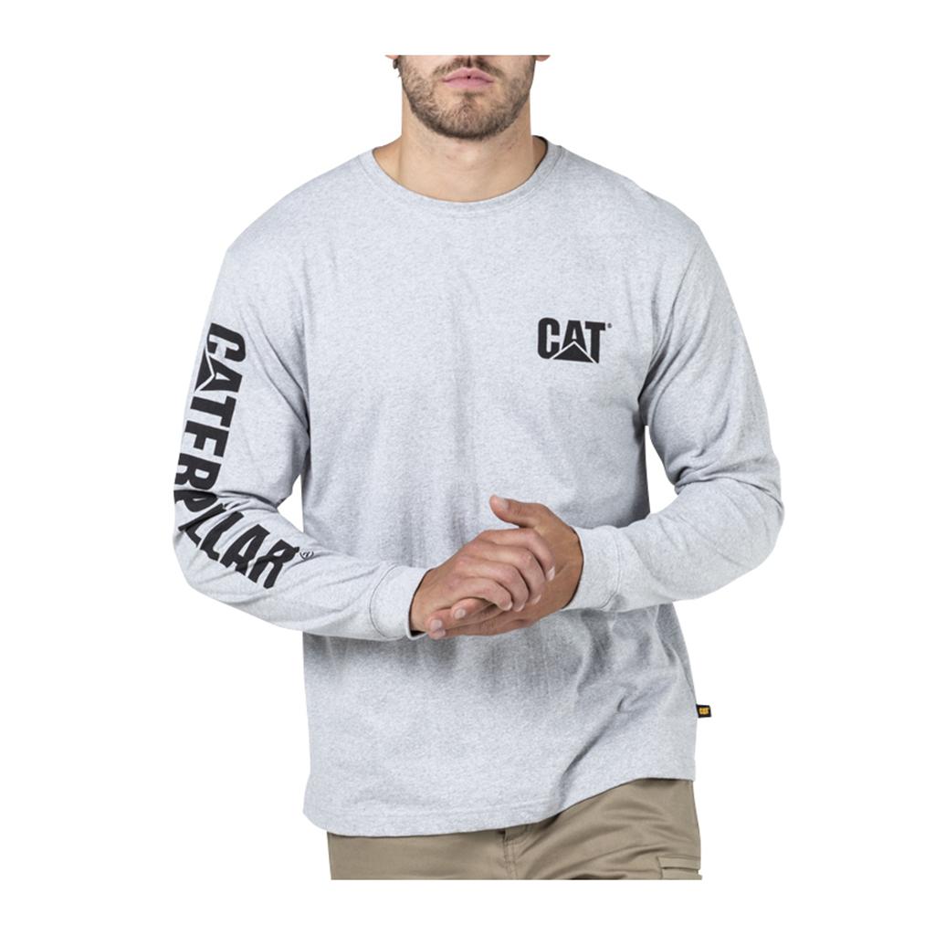 Caterpillar Trademark Banner L/S T-Shirts Heren Grijs Belgie | LSZJC-8720