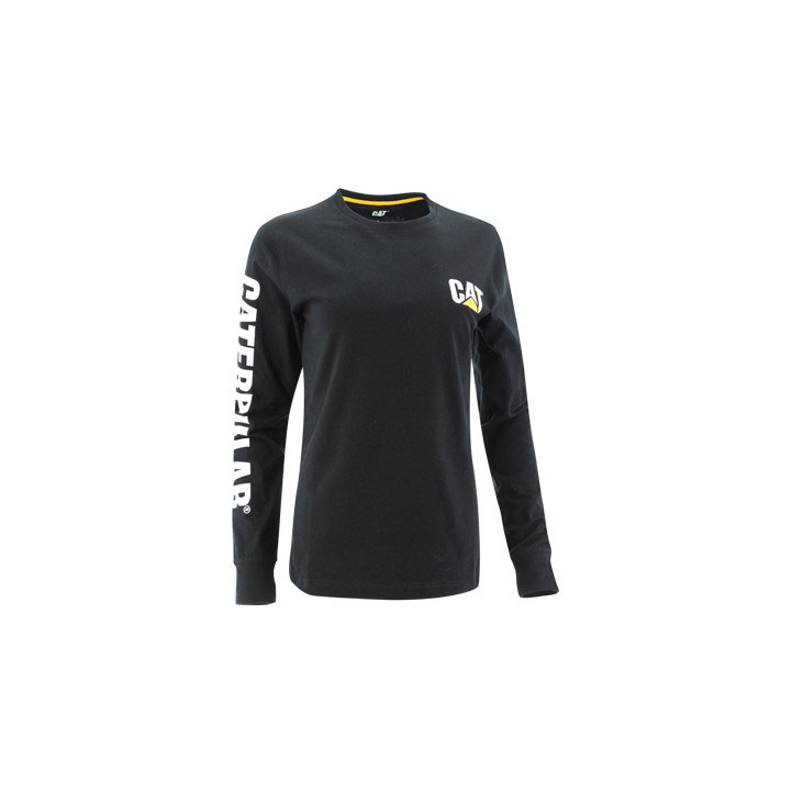 Caterpillar Trademark Banner L/S T-shirts Dames Donkerblauw Belgie | IRPFL-0894