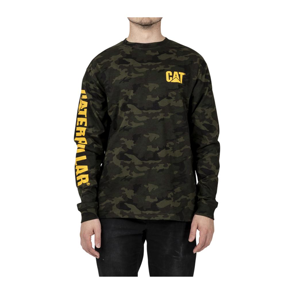 Caterpillar Trademark Banner Long Sleeve T-Shirts Heren Camo Belgie | AVKWP-4015