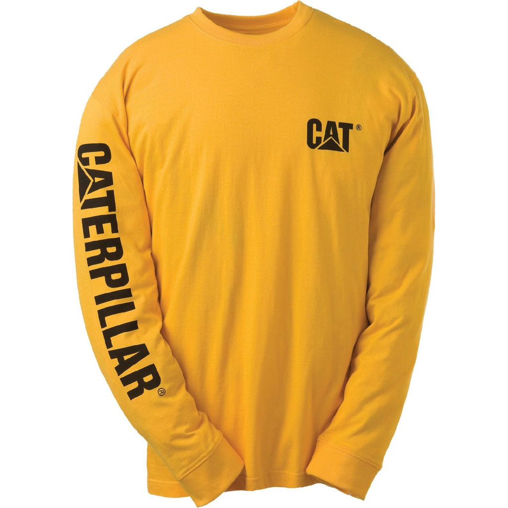 Caterpillar Trademark Banner Long Sleeve T-shirts Heren Geel Belgie | KOBIS-6572