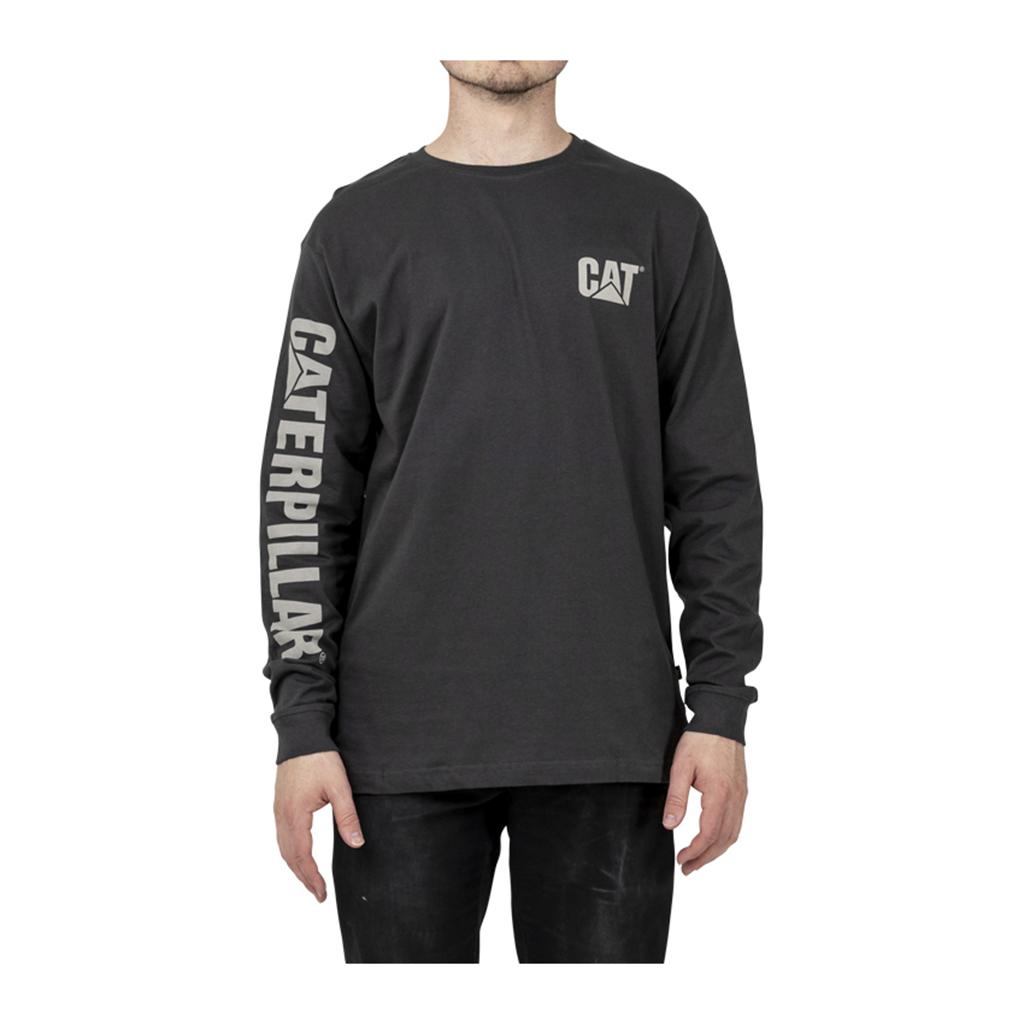 Caterpillar Trademark Banner Long Sleeve T-Shirts Heren Donkergrijs Belgie | MNRKI-1253