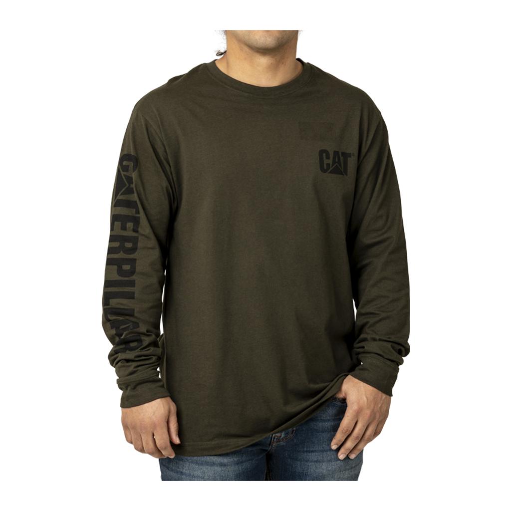 Caterpillar Trademark Banner Long Sleeve T-Shirts Heren Donker Belgie | UQLHP-1296