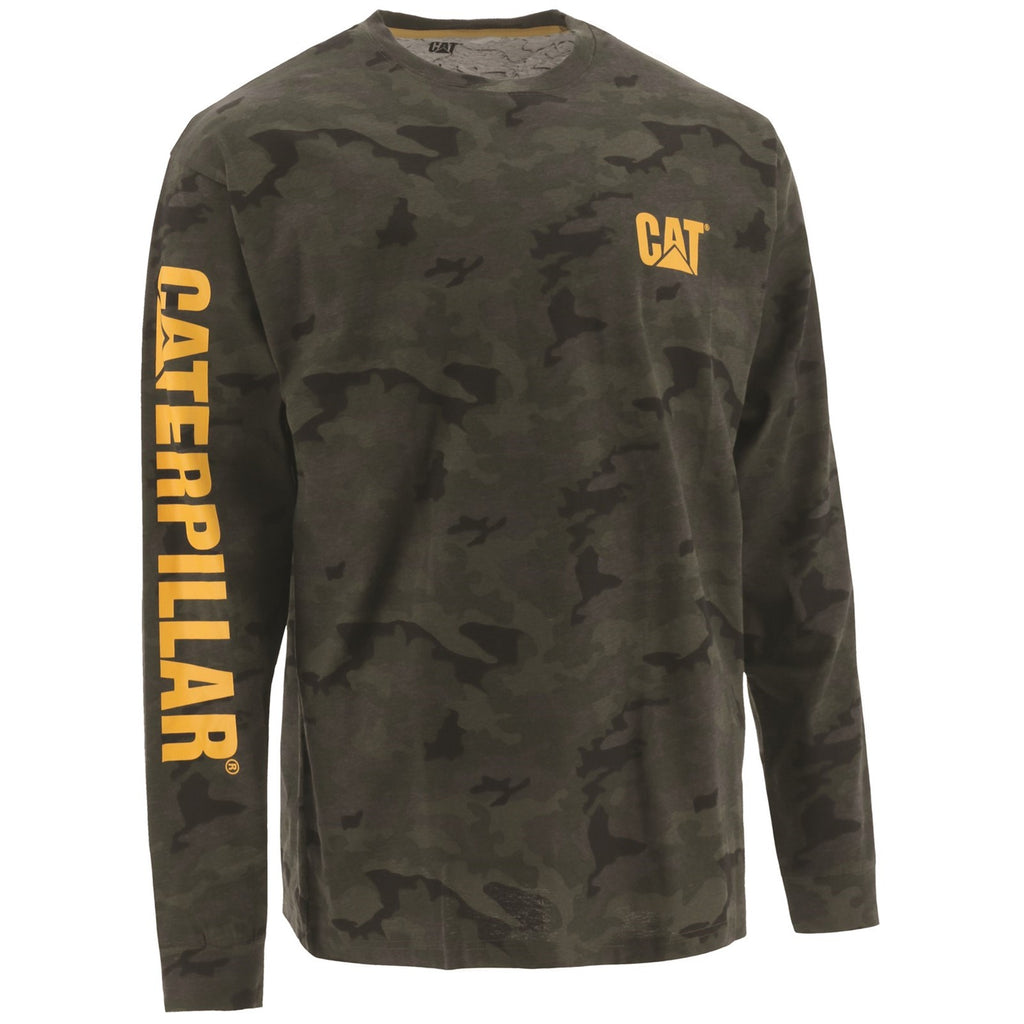 Caterpillar Trademark Banner Long Sleeve T-shirts Heren Camo Belgie | WXVRG-2874