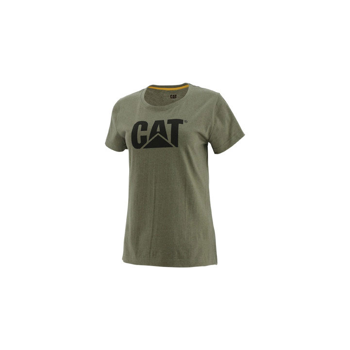 Caterpillar Trademark Logo T-shirts Dames Groen Belgie | OUGCX-1740