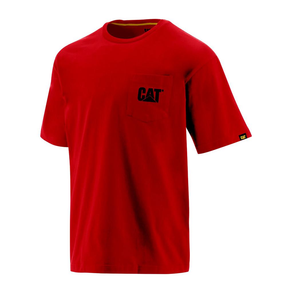 Caterpillar Trademark Pocket T-Shirts Heren Rood Belgie | OSBHQ-6452