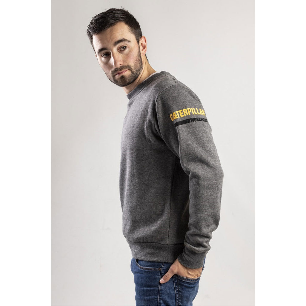 Caterpillar Essentials Crew Neck Trui Heather Sweatshirts Heren Grijs  Belgie |  RAYGP-0395