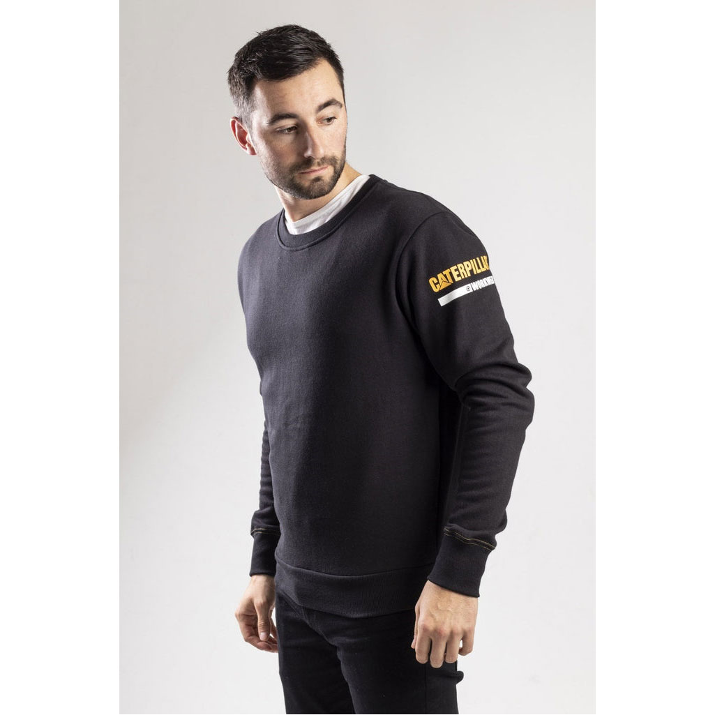 Caterpillar Essentials Crew Neck Trui Sweatshirts Heren Zwart  Belgie |  YXASE-4621