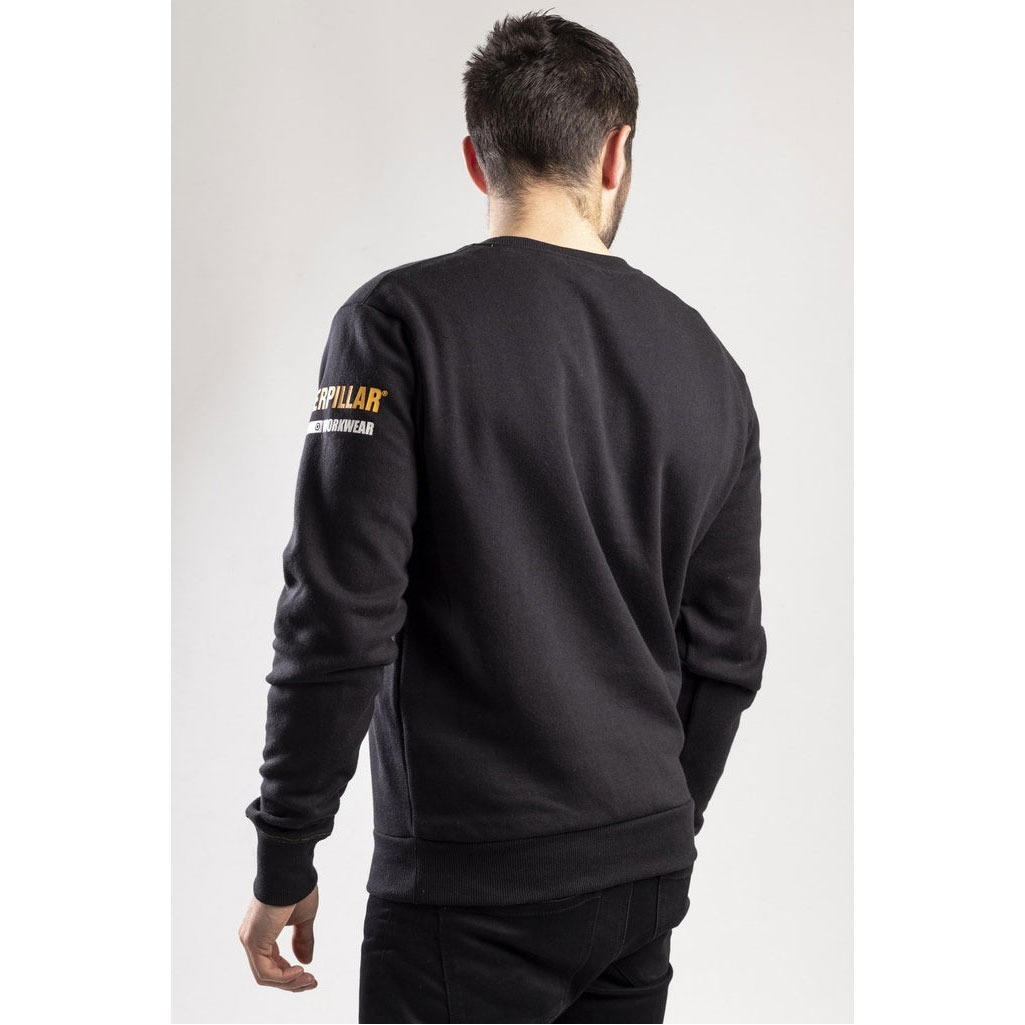 Caterpillar Essentials Crew Neck Trui Sweatshirts Heren Zwart  Belgie |  YXASE-4621