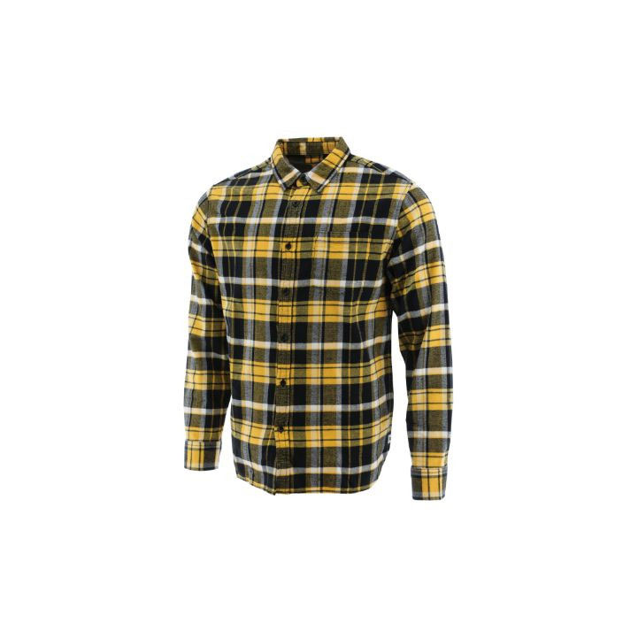 Caterpillar Foundation Flannel Long Sleeve Overhemd Heren Geel  Belgie |  IAEDJ-4783