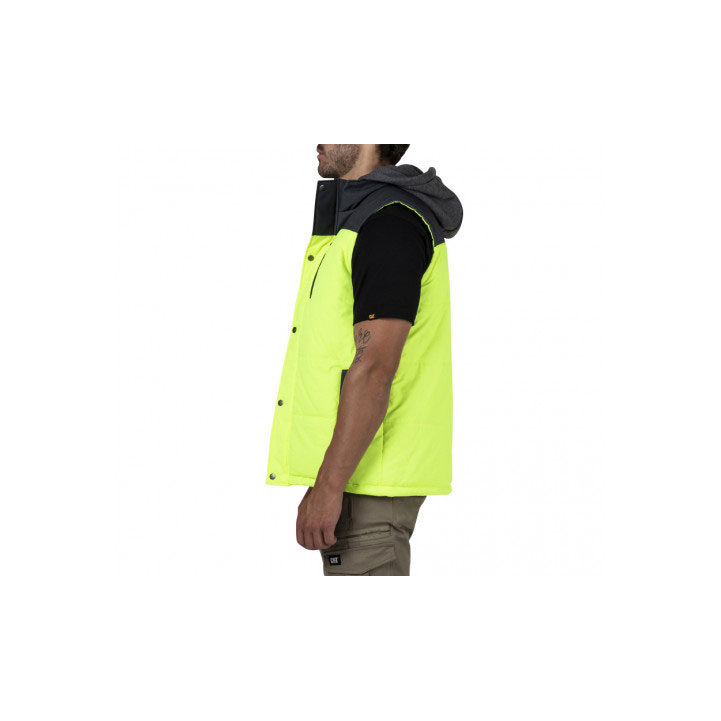 Caterpillar Hi Vis Met Capuchon Werk Geïsoleerde Vesten Heren Geel Zwart  Belgie |  QCOWM-3584