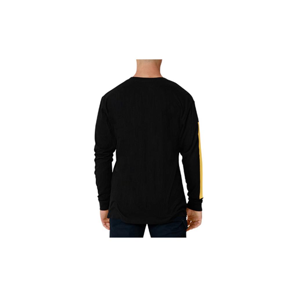 Caterpillar Icon Block Long Sleeve T-Shirts Heren Black/Yellow  Belgie |  PLYHR-9768