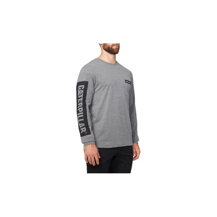 Caterpillar Icon Block Long Sleeve T-shirts Heren Donkergrijs  Belgie |  PUOSV-1076