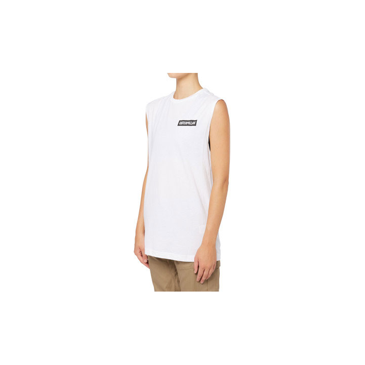 Caterpillar Icon Muscle Tank T-shirts Heren Wit  Belgie |  NQBHM-3258