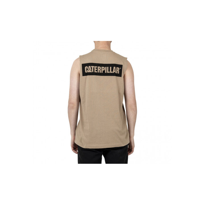 Caterpillar Icon Muscle Tank T-shirts Heren Khaki  Belgie |  RAPDE-5327