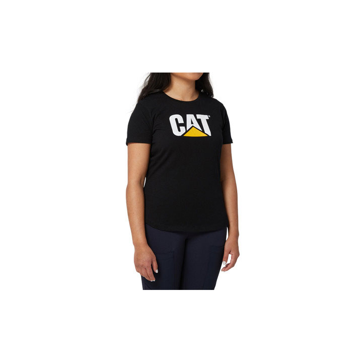 Caterpillar Logo S/S T-shirts Dames Zwart  Belgie |  GUIFJ-0621