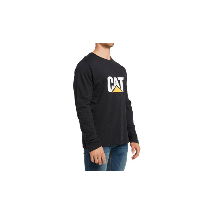 Caterpillar Original Fit Long Sleeve Logo T-shirts Heren Pitch Black-Trademark  Belgie |  DJBMG-5084