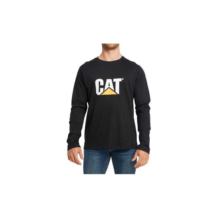 Caterpillar Original Fit Long Sleeve Logo T-shirts Heren Pitch Black-Trademark  Belgie |  DJBMG-5084