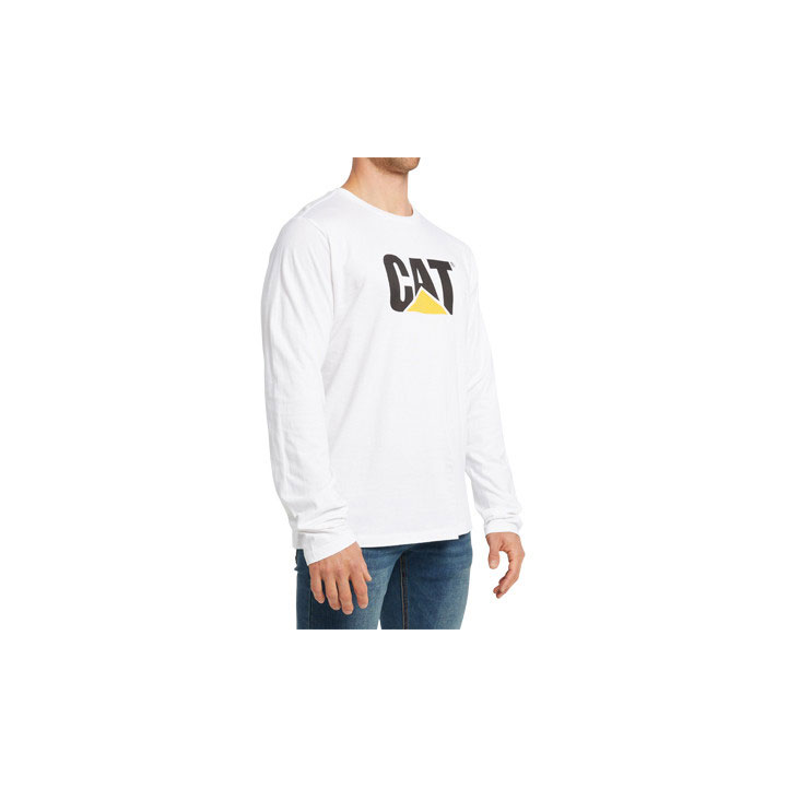 Caterpillar Original Fit Long Sleeve Logo T-shirts Dames White-Traademark  Belgie |  UWDEN-6418