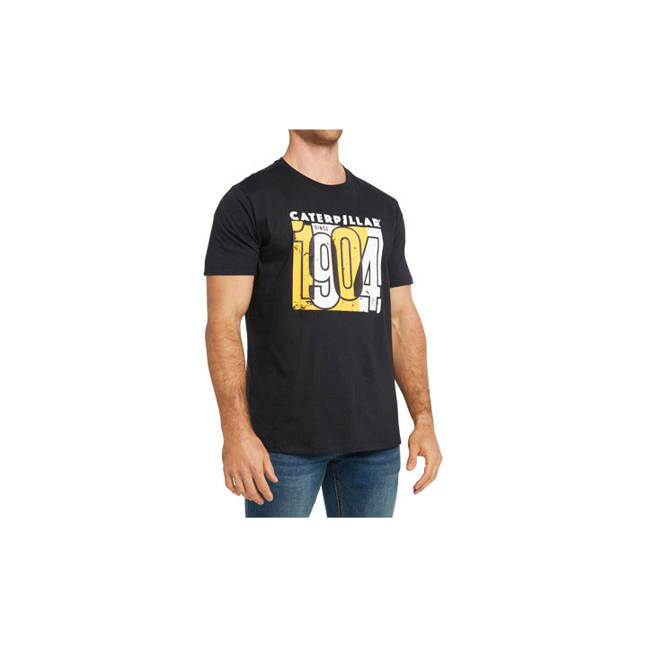 Caterpillar Overlap T-shirts Heren Zwart  Belgie |  HJXBY-6123