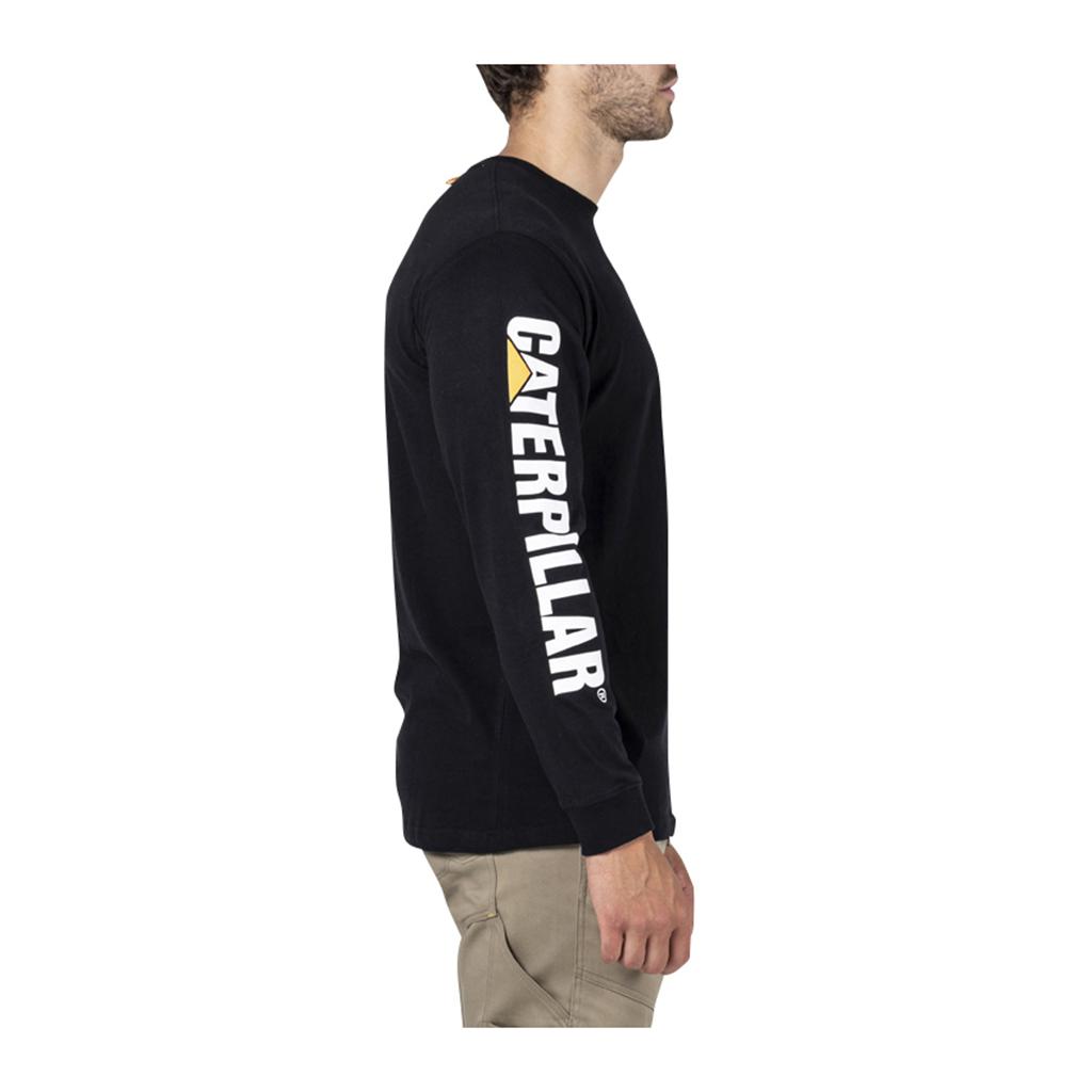 Caterpillar Trademark Banner L/S T-Shirts Heren Zwart  Belgie |  TIGWF-7618