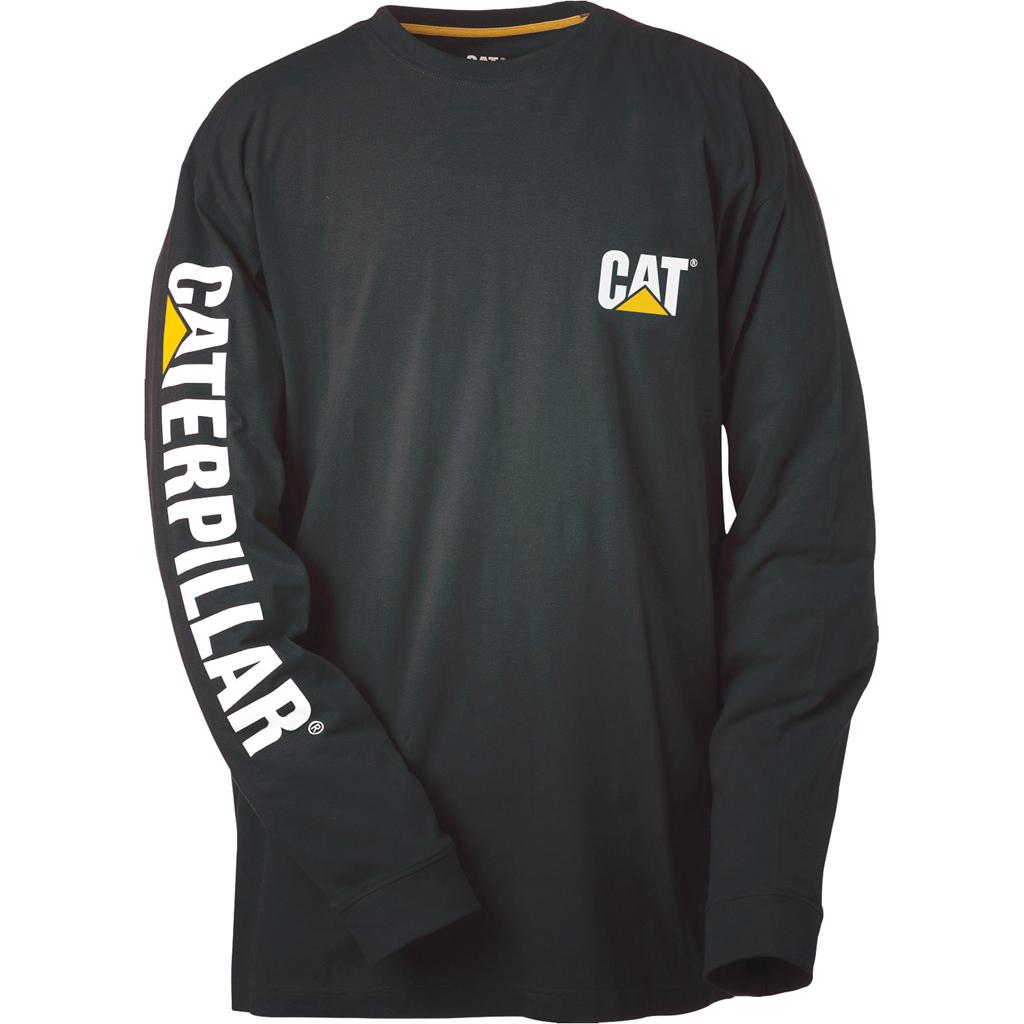 Caterpillar Trademark Banner L/S T-Shirts Heren Zwart  Belgie |  TIGWF-7618