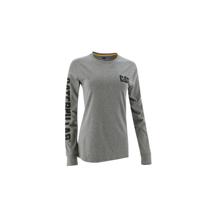 Caterpillar Trademark Banner L/S T-shirts Dames Grijs  Belgie |  XSMNI-9512