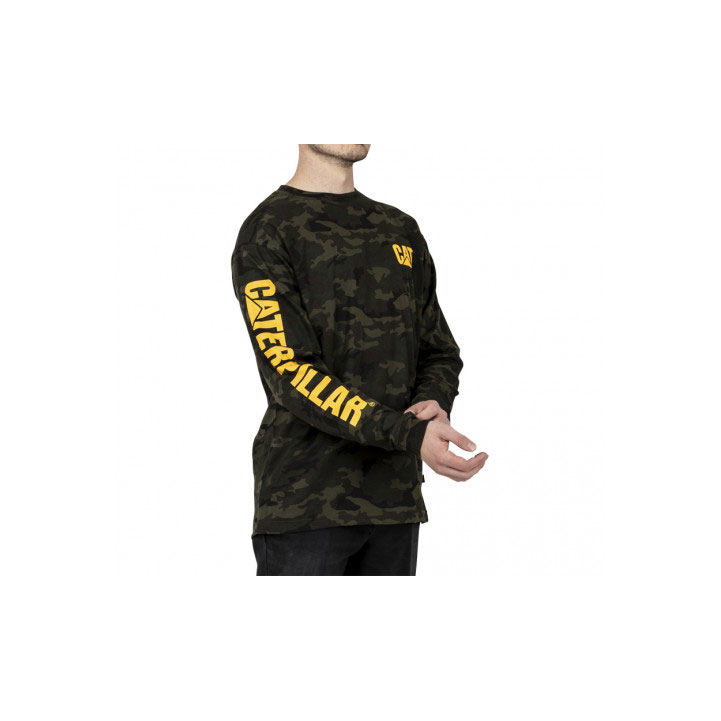 Caterpillar Trademark Banner Long Sleeve T-shirts Heren Camo  Belgie |  AIRQS-9518