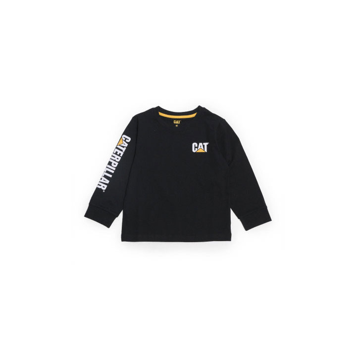 Caterpillar Trademark Banner Long Sleeve T-shirts Kinderen Zwart  Belgie |  GTULB-6025