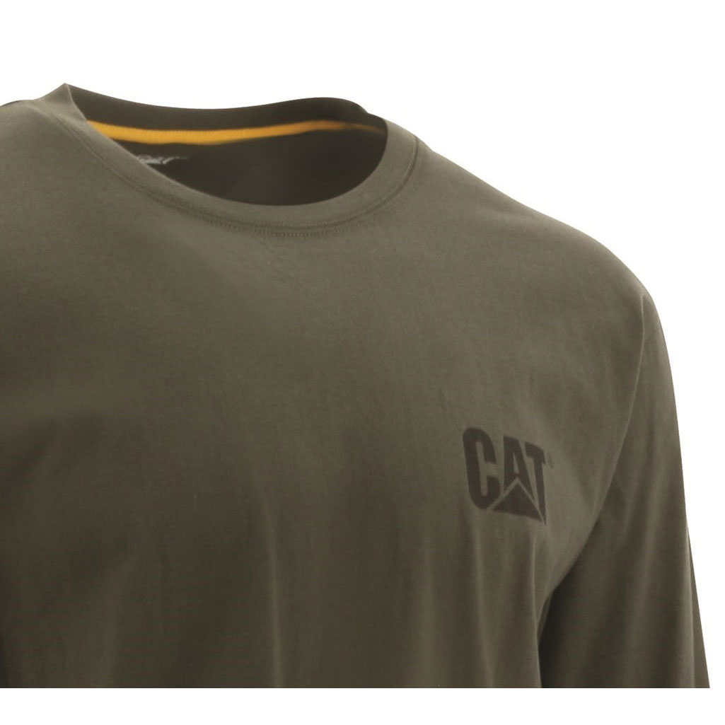 Caterpillar Trademark Banner Long Sleeve T-shirts Heren Groen  Belgie |  IELVD-4875