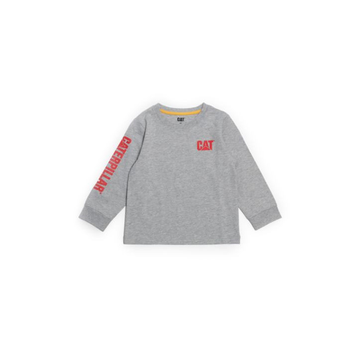 Caterpillar Trademark Banner Long Sleeve T-shirts Kinderen Grijs  Belgie |  NQRHY-7346