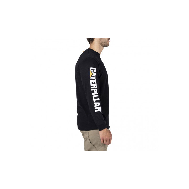 Caterpillar Trademark Banner Long Sleeve T-shirts Heren Zwart  Belgie |  TDXJV-7601