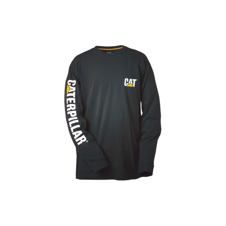 Caterpillar Trademark Banner Long Sleeve T-shirts Heren Zwart  Belgie |  TDXJV-7601