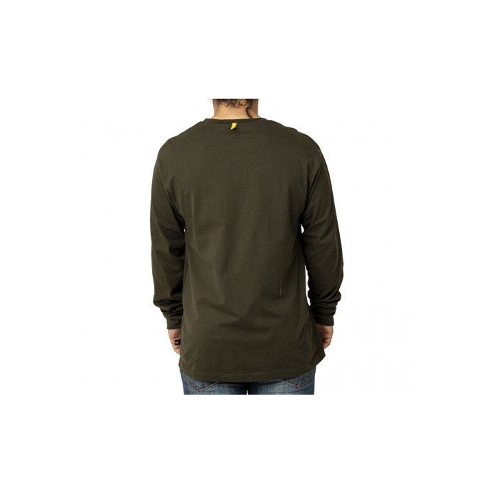 Caterpillar Trademark Banner Long Sleeve T-shirts Heren Army Moss  Belgie |  UXGSE-7015