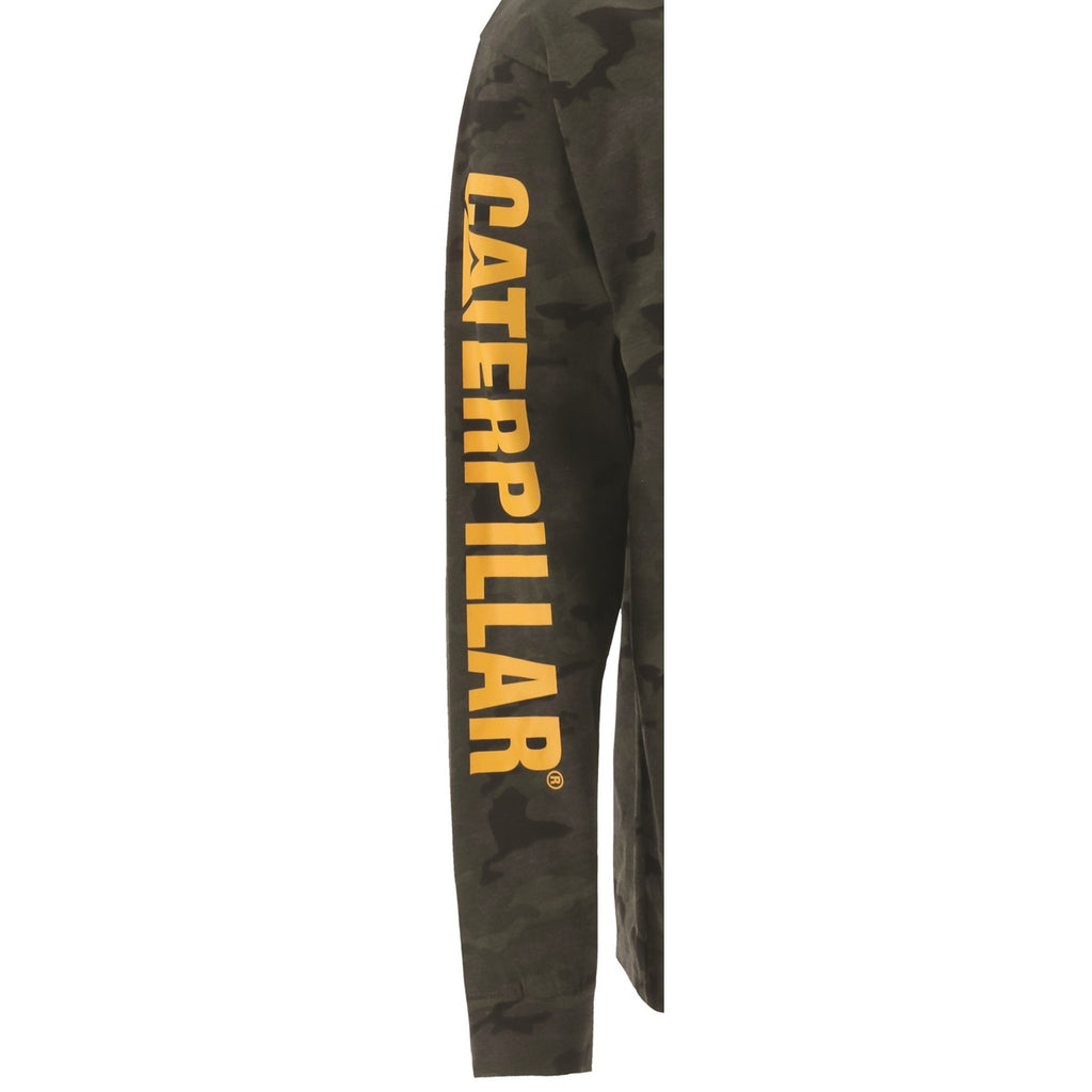 Caterpillar Trademark Banner Long Sleeve T-shirts Heren Camo  Belgie |  WXVRG-2874