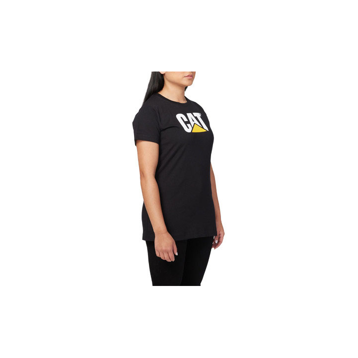 Caterpillar Trademark Logo T-shirts Dames Zwart  Belgie |  KOJNZ-5287